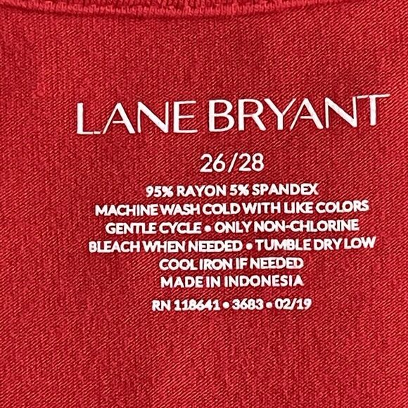 Lane Bryant Sleeveless Ruched Top Women Size 26 Red V-Neck Stretch Side Hem Slit - Picture 10 of 12